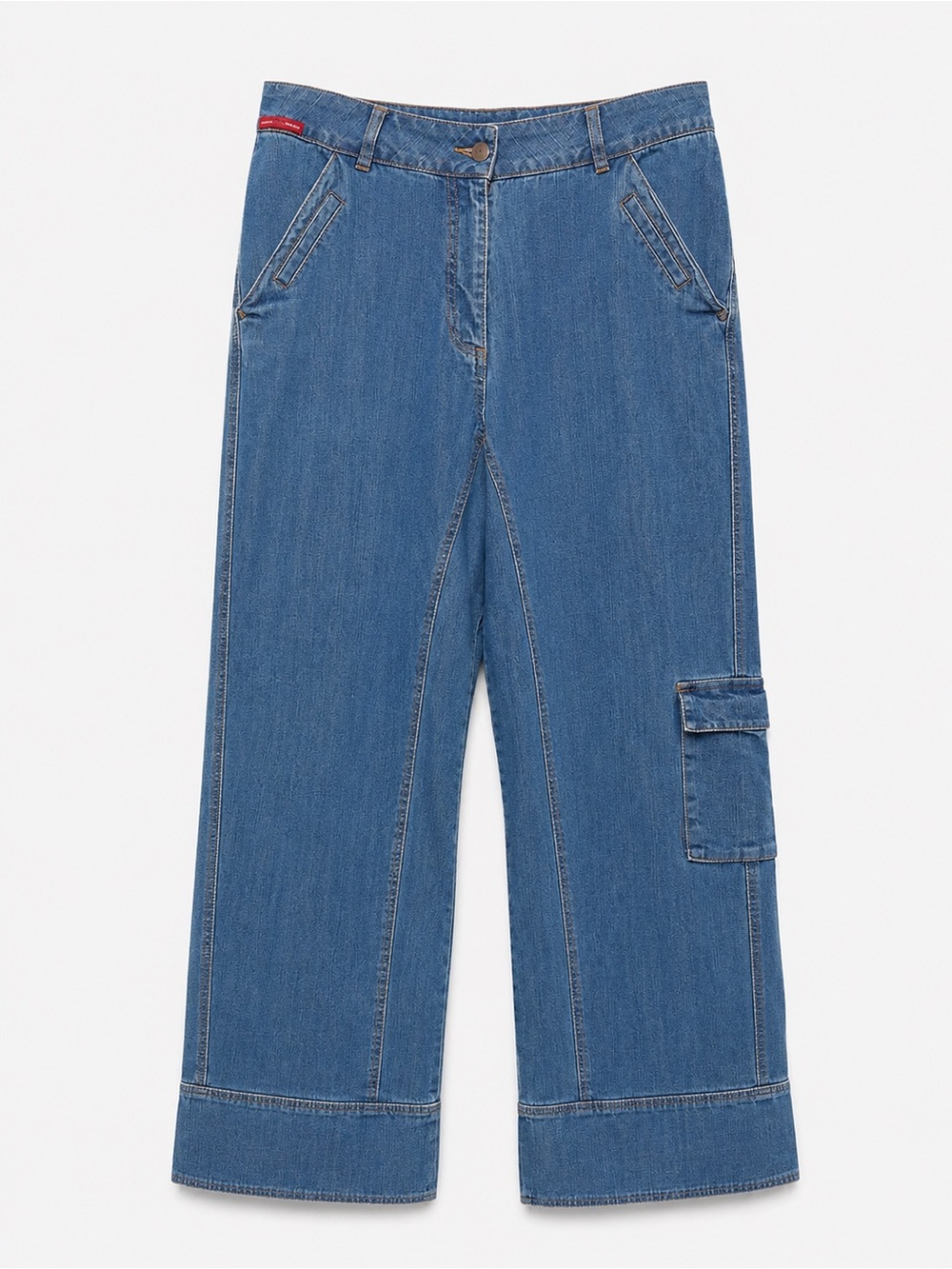 Y2K Alain Weiz Cargo Wide Leg Jeans Women's Plus Size 18 Stretch Denim 31 Inseam - Picture 2 of 5